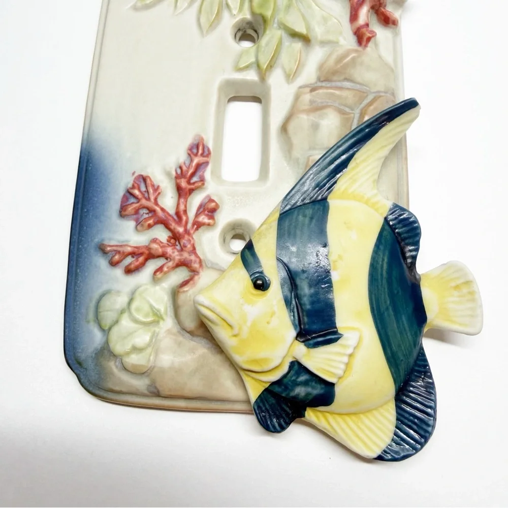 Vintage Ceramic Angel Fish Light Switch Plate